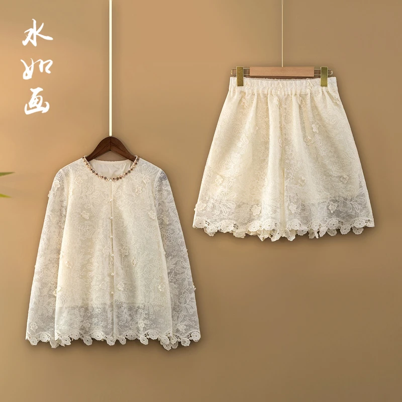 【茉雪清茶】2025新款夏季新中式国风套装女装宽松上衣+短裤两件套