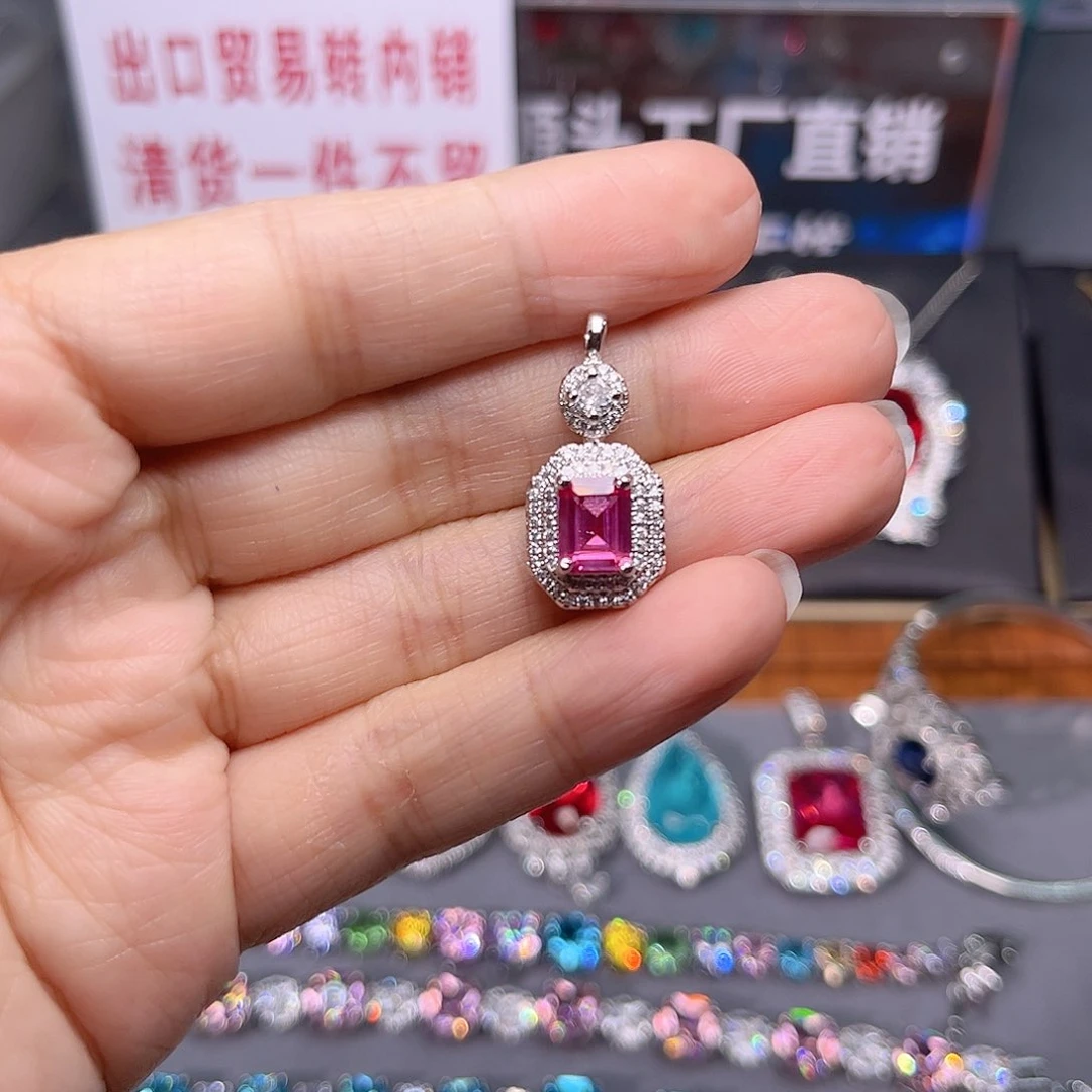 蓝宝石颈饰银S925镶嵌w161