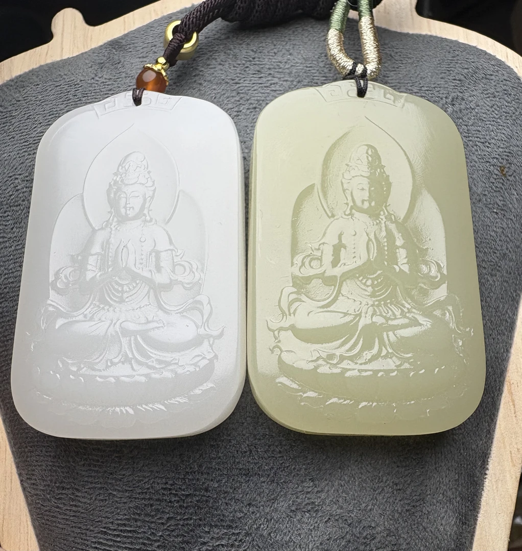 青海昆仑山【白雪公主/黄口六字真言观音】吊坠