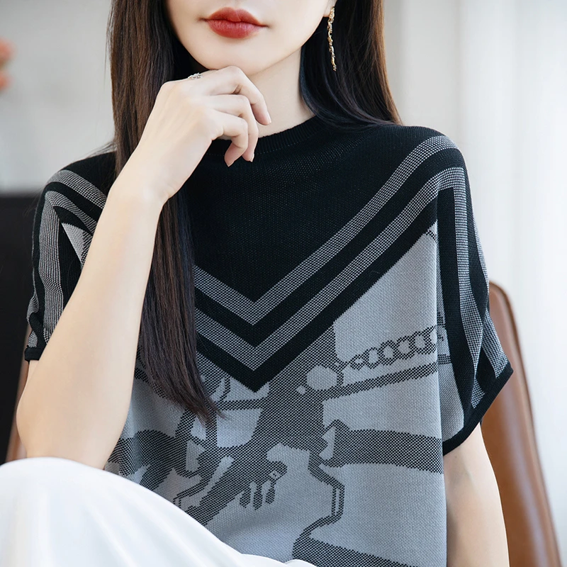 哥弟阿玛施正品夏季新款休闲百搭套头短袖上衣圆领T恤时尚针织衫