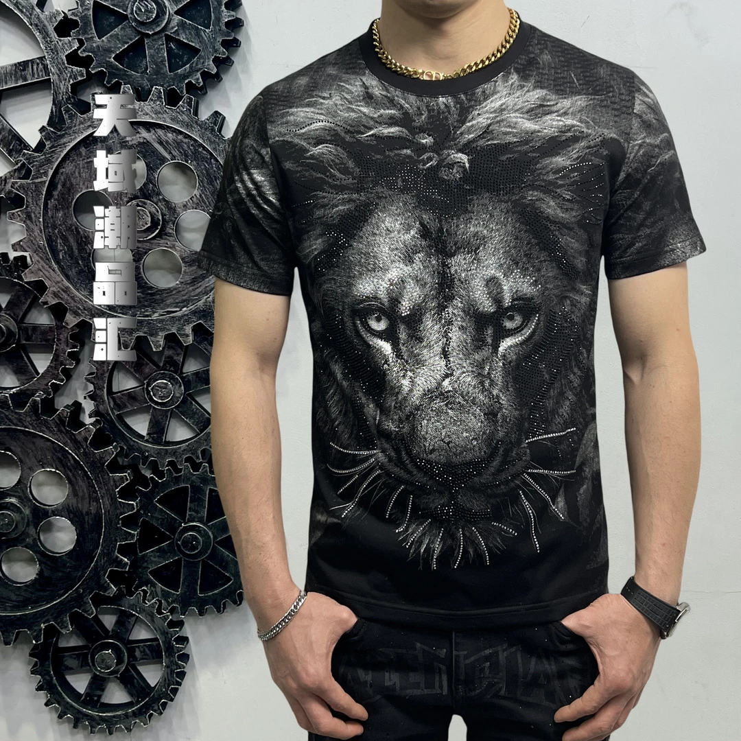 K125夏季狮子前后图霸气男士高品质圆领短袖