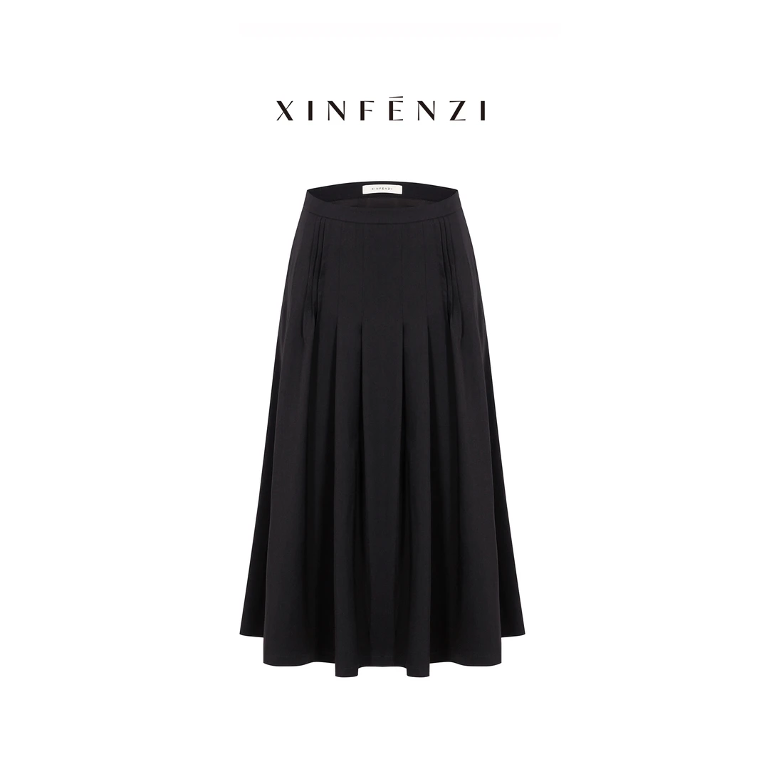 【午茶小调】 XINFENZI 风琴褶设计显瘦大摆伞裙 FSK33958