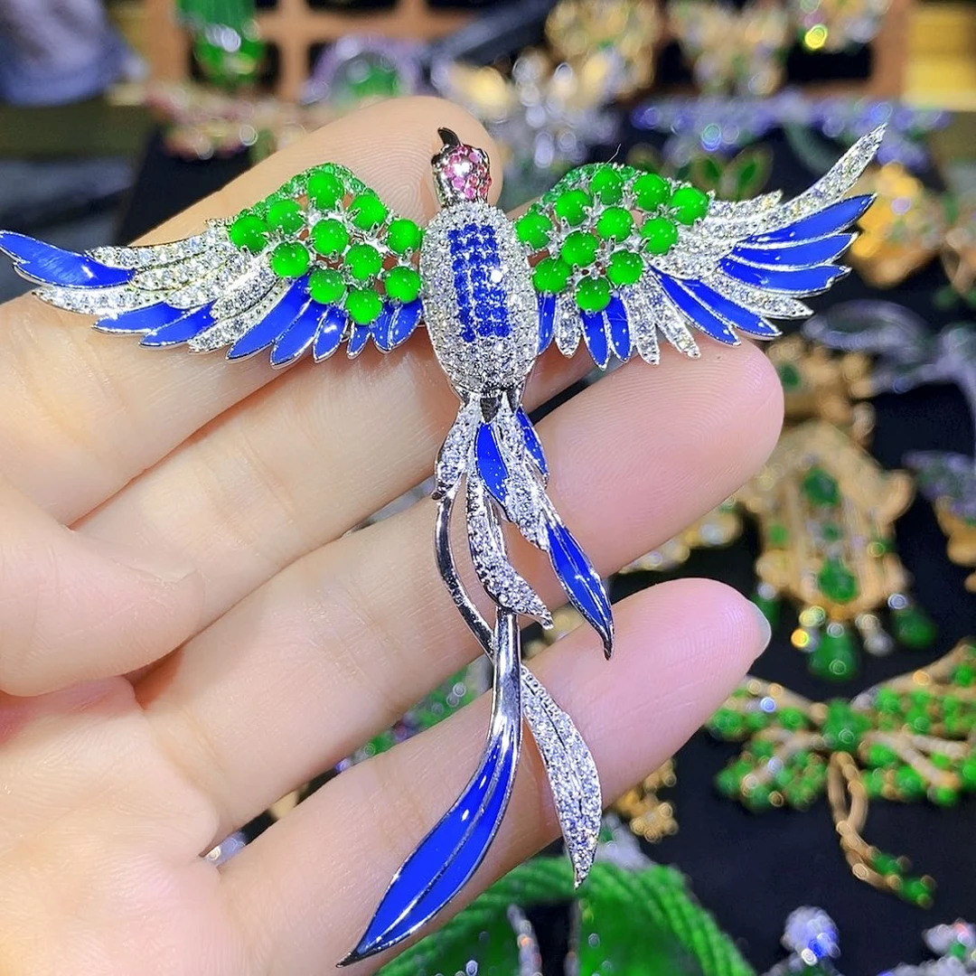 吊坠(不含链)银S925镶嵌翡翠