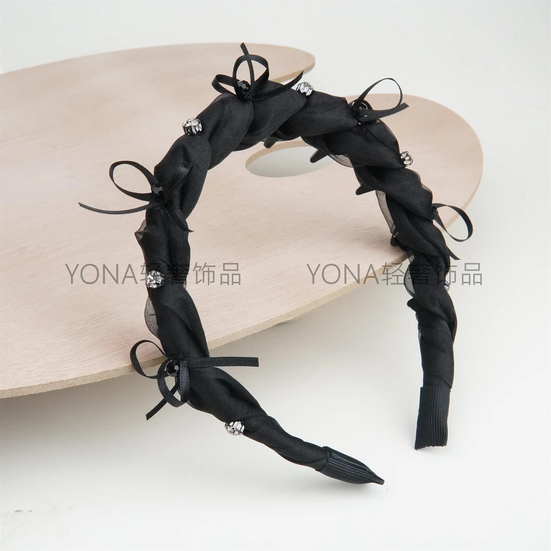 【FG003】春夏新款蝴蝶结减龄高颅顶发箍百搭气质黑色头箍大脸压发