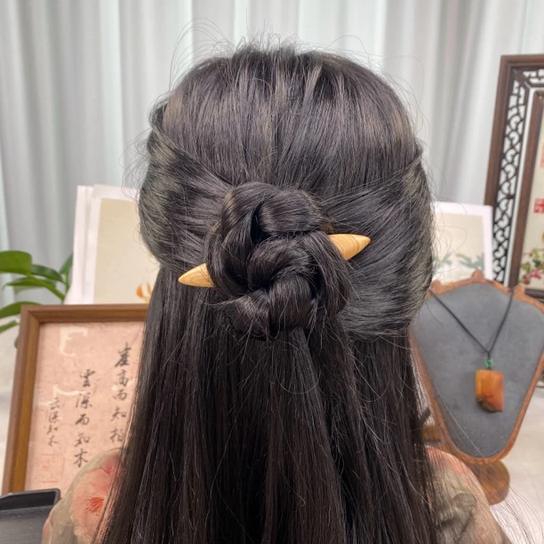 9.5cm崖柏手工发簪y305日常百搭小短簪