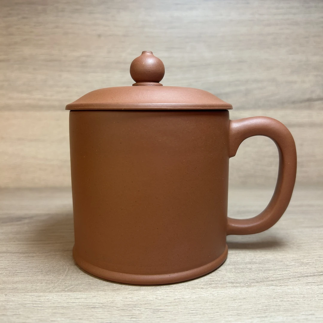 《盖杯》【0添加无碳酸钡】原矿红皮龙红泥紫砂盖杯紫砂壶茶具直筒