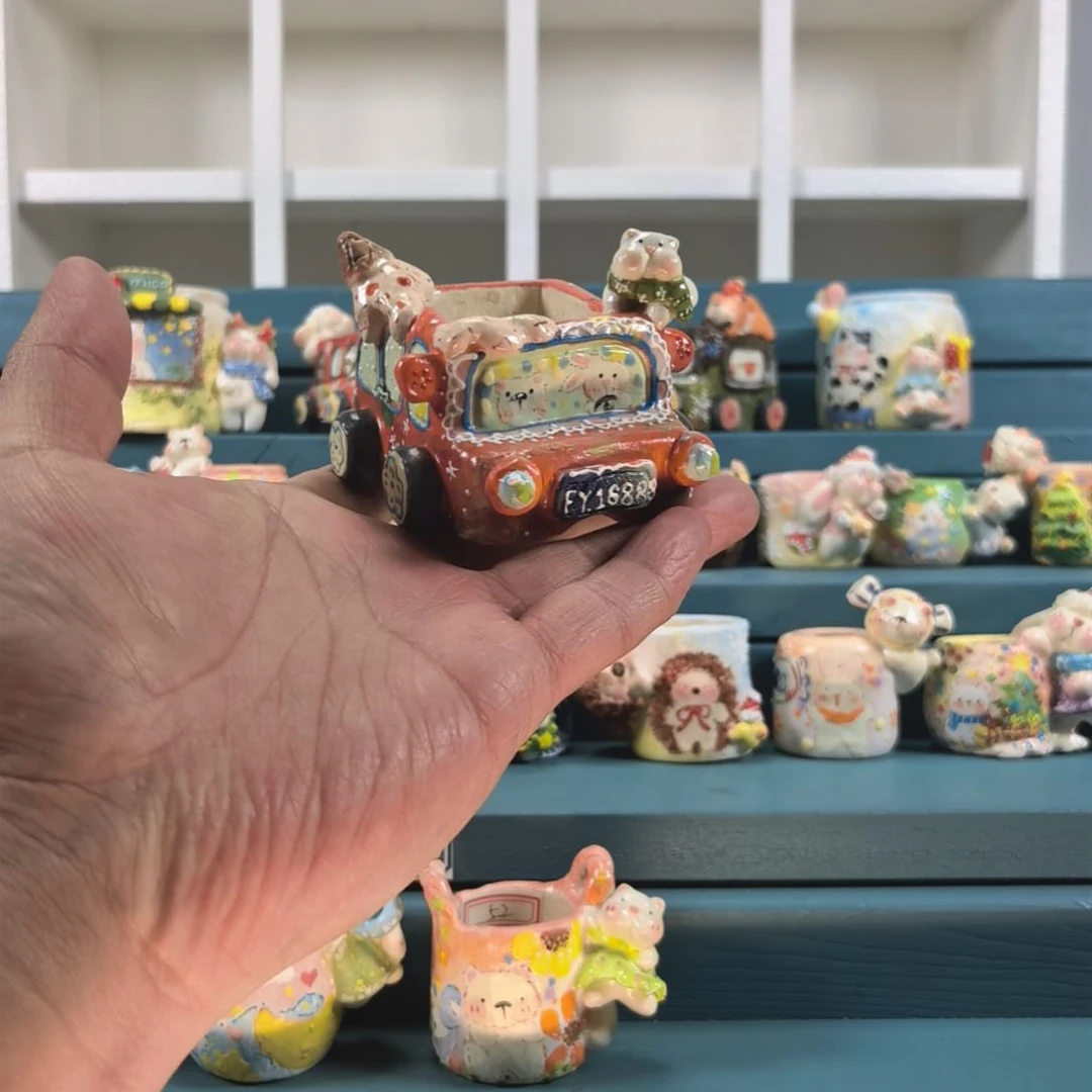 冰淇淋小车 手绘多肉花盆