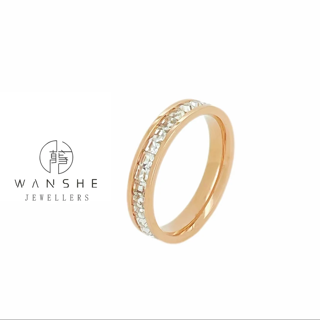 非金属合成锆石戒指 WANSHE/万奢鎏金 满天星戒子气质时尚百搭