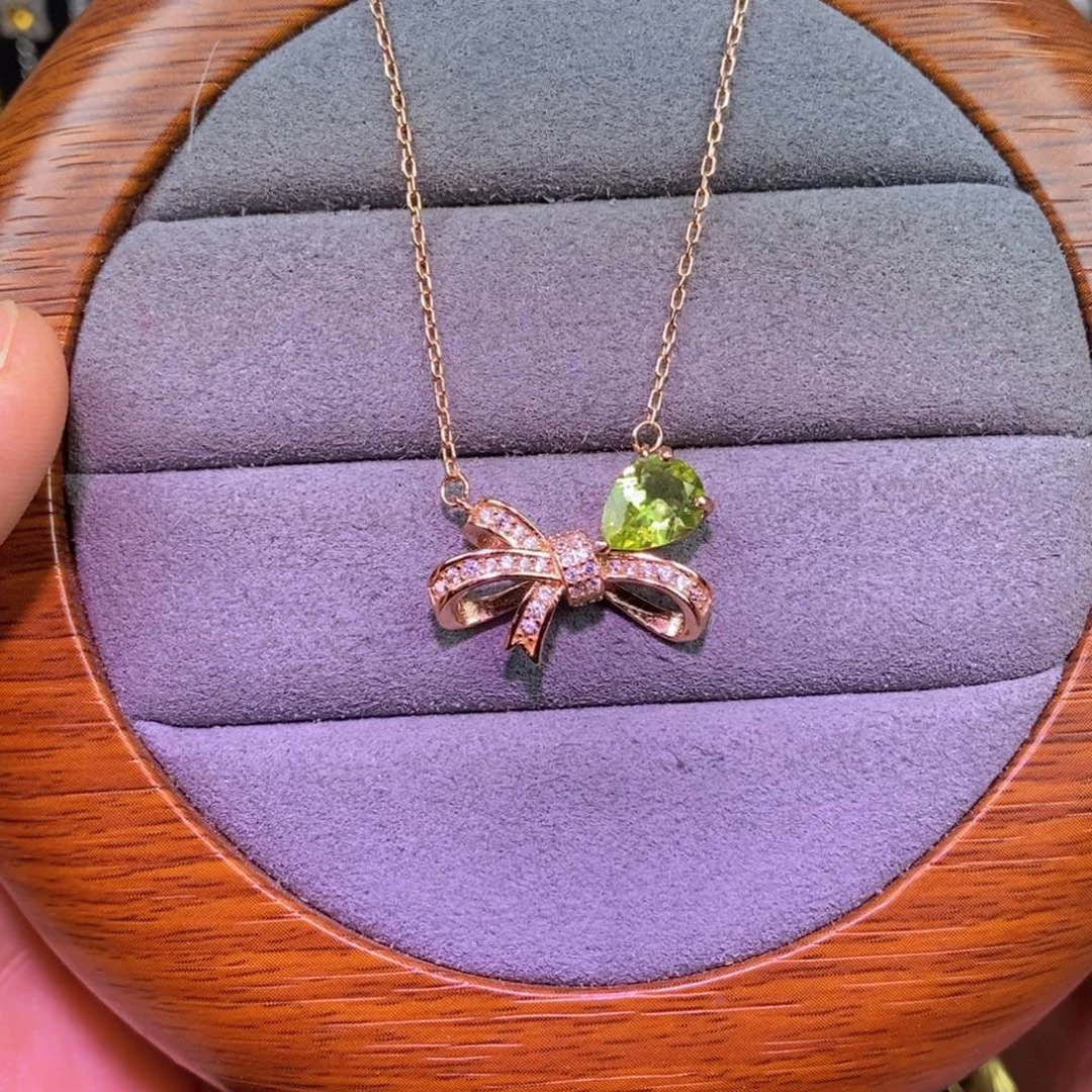 橄榄石套链银S925镶嵌