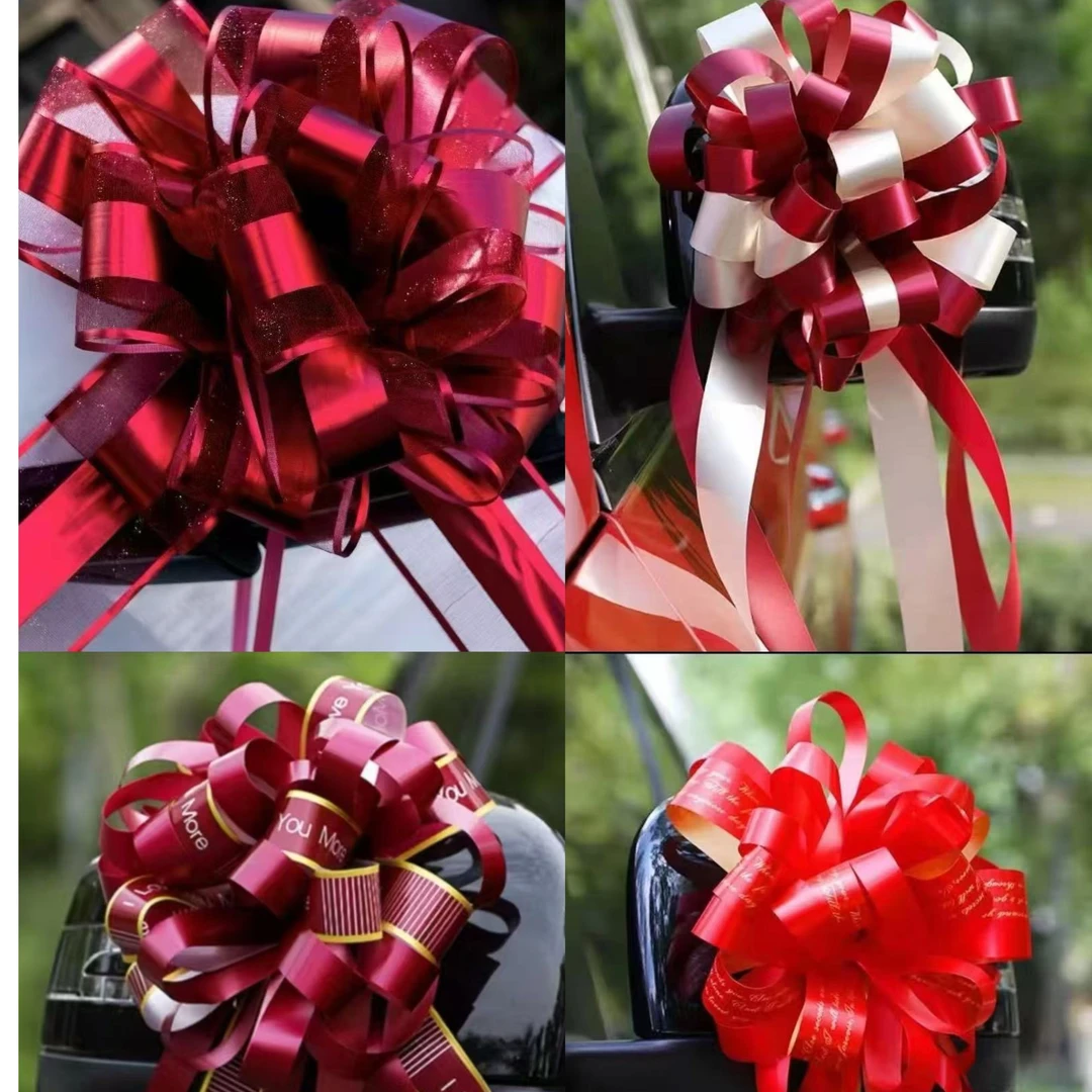 婚房网纱手拉花婚车中号大号一次性喜庆新房汽车把手装饰酒店家用