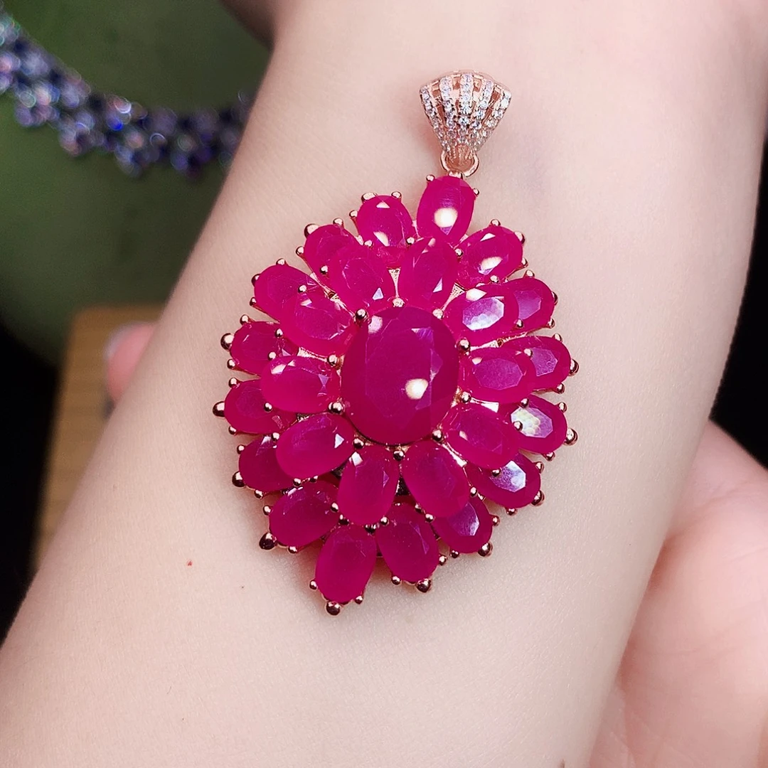 颈饰银S925镶嵌红宝石