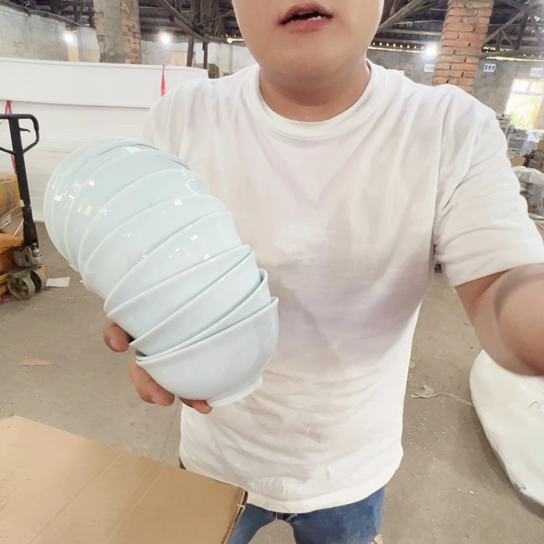 瓷片景德镇陶瓷影青米饭碗10只
