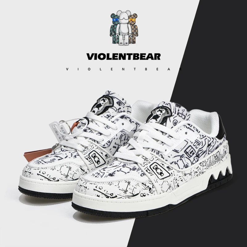 Violentbear/暴力熊时尚百搭男女潮鞋夏季透气涂鸦情侣款休闲板鞋