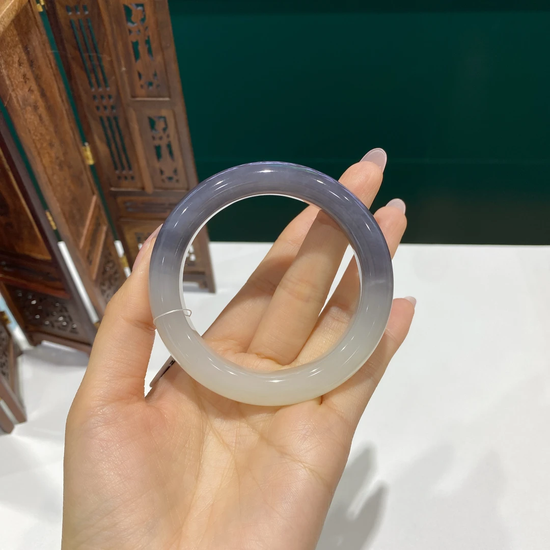 和田玉烟紫半山水手镯56.7圈