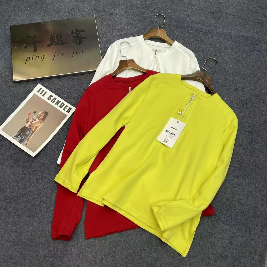 28588欧货半拉链长袖T恤衫