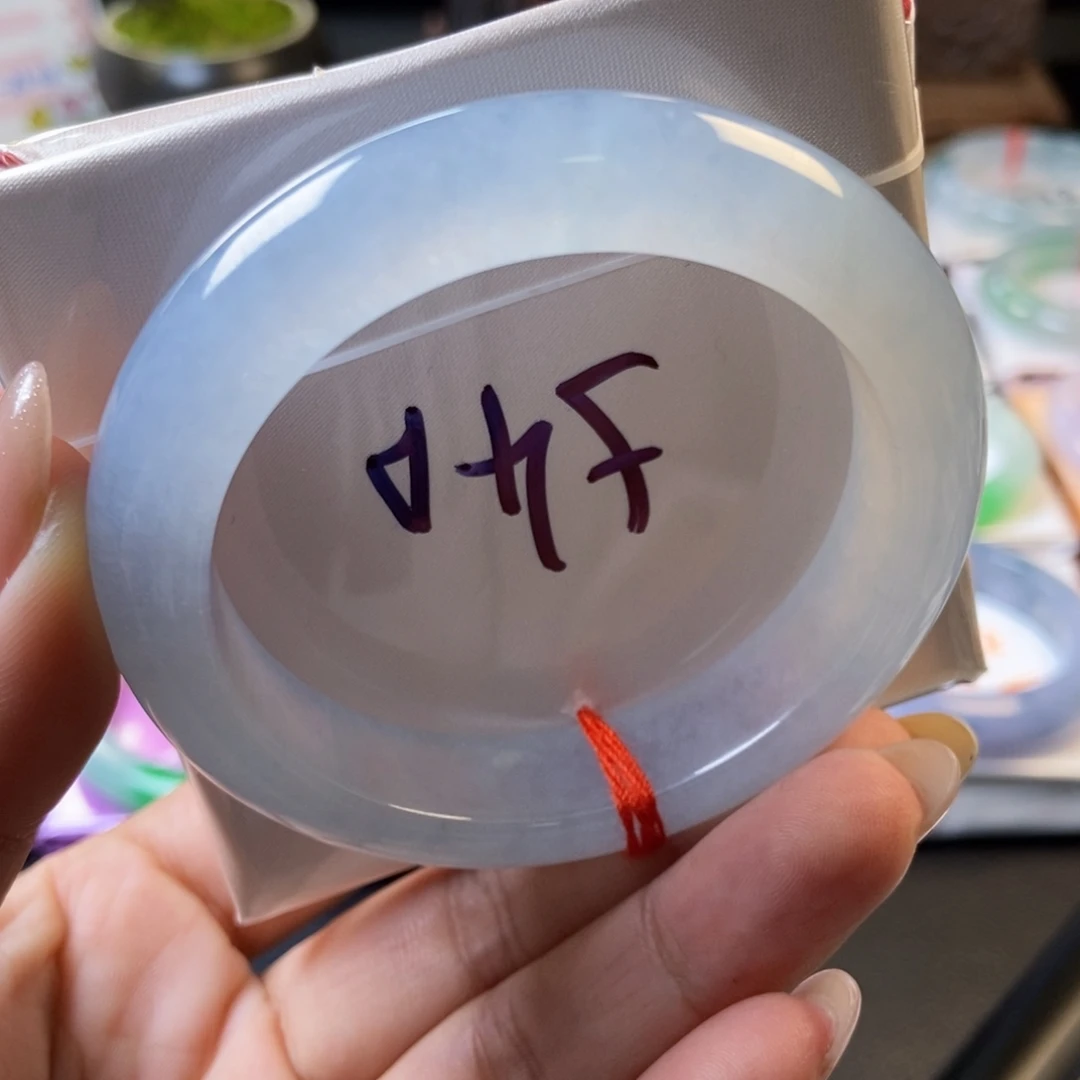 翡翠未镶嵌手镯43冰透纯白月光