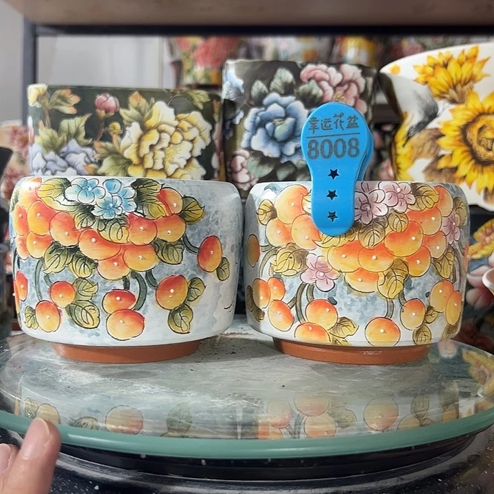 满38包邮 景德镇手绘花盆