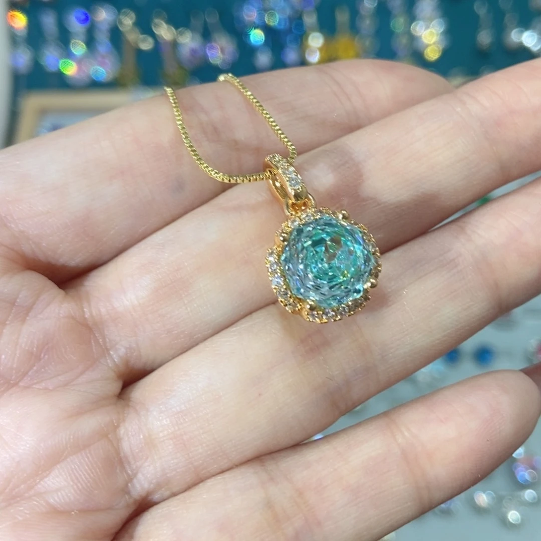 66锆石（处理）炫彩粉吊坠