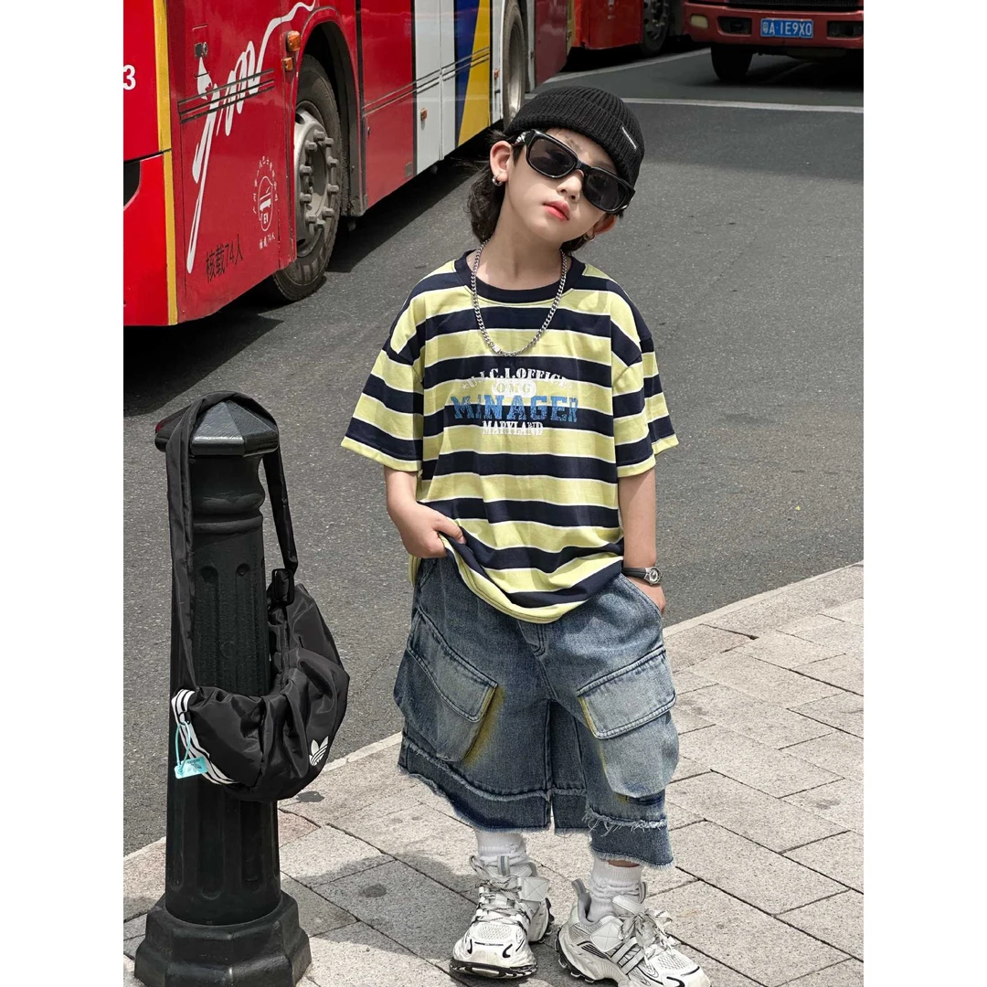 儿童短袖Ｔ恤男百棉韩版宽松男童衣服夏装半袖男女童时尚潮酷夏季