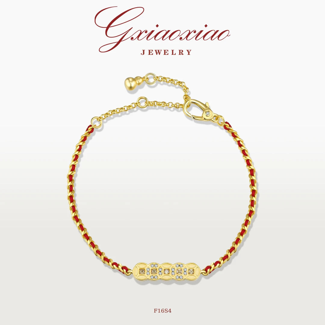 G XIAOXIAO 镀K金 五帝币气质中式编织绳手链 F16S4 F16S5