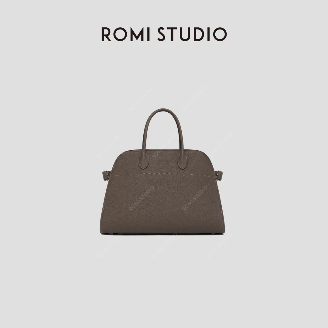 ROMI STUDIO“极简主义”100%头层牛皮荔枝纹手提托特包RW24LP31325