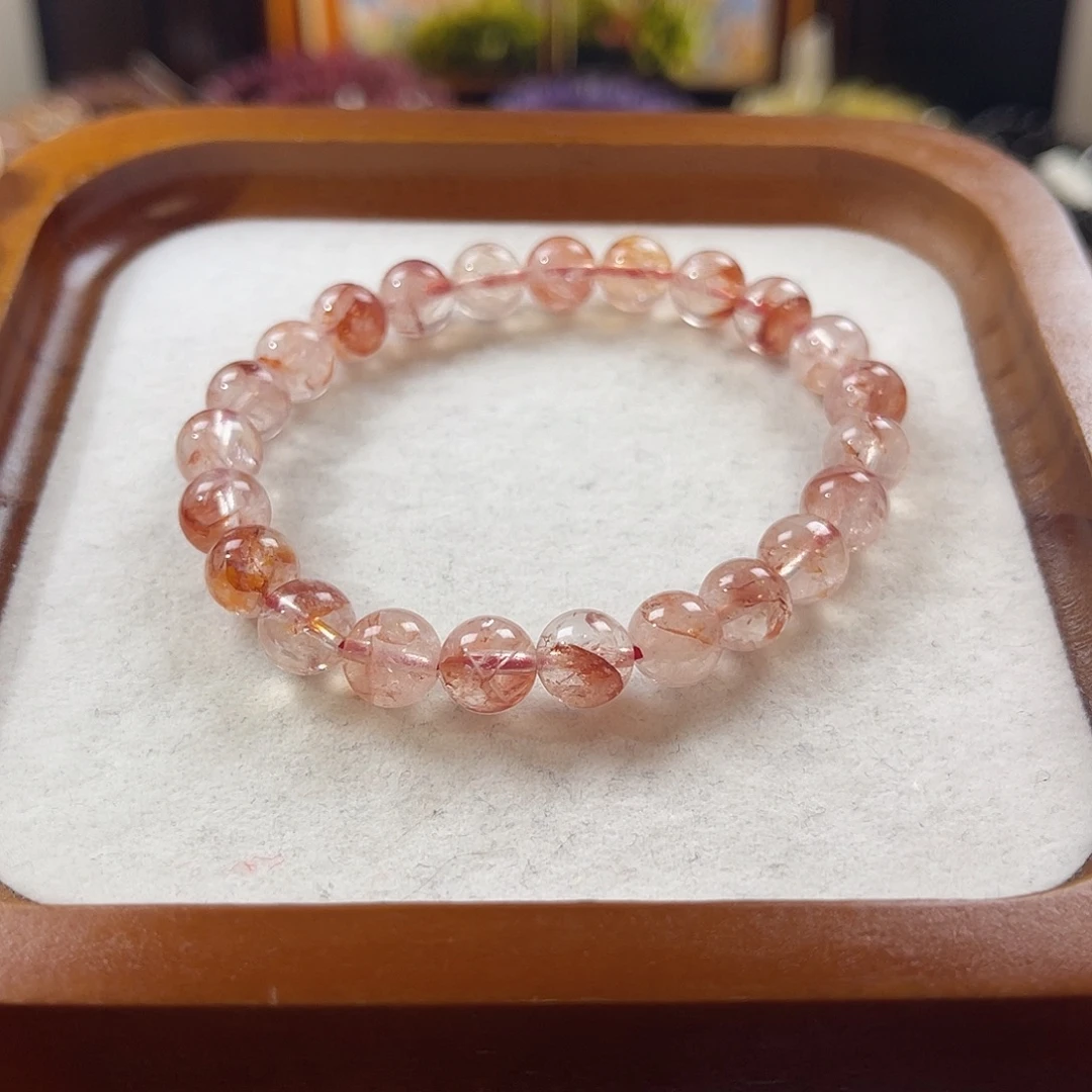 水晶手链未镶嵌福利红胶花 8m