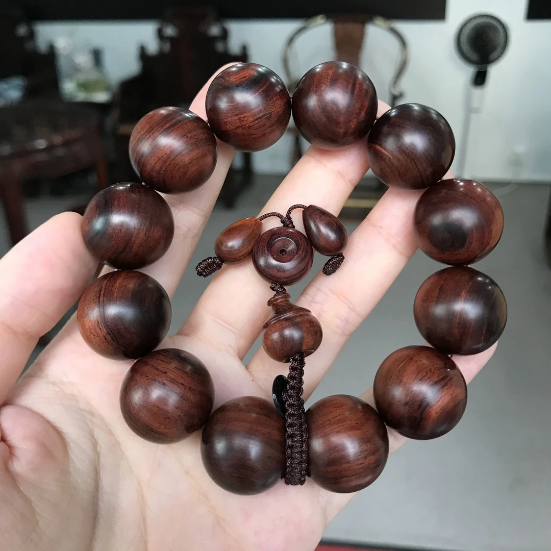 【浮生臻选】FS315海南黄花梨紫油梨多彩黑线水波2.0手串