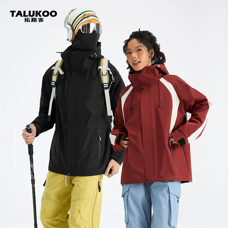TALUKOO/拓路客情侣款户外三合一冲锋外套秋冬季穿着可拆卸女款