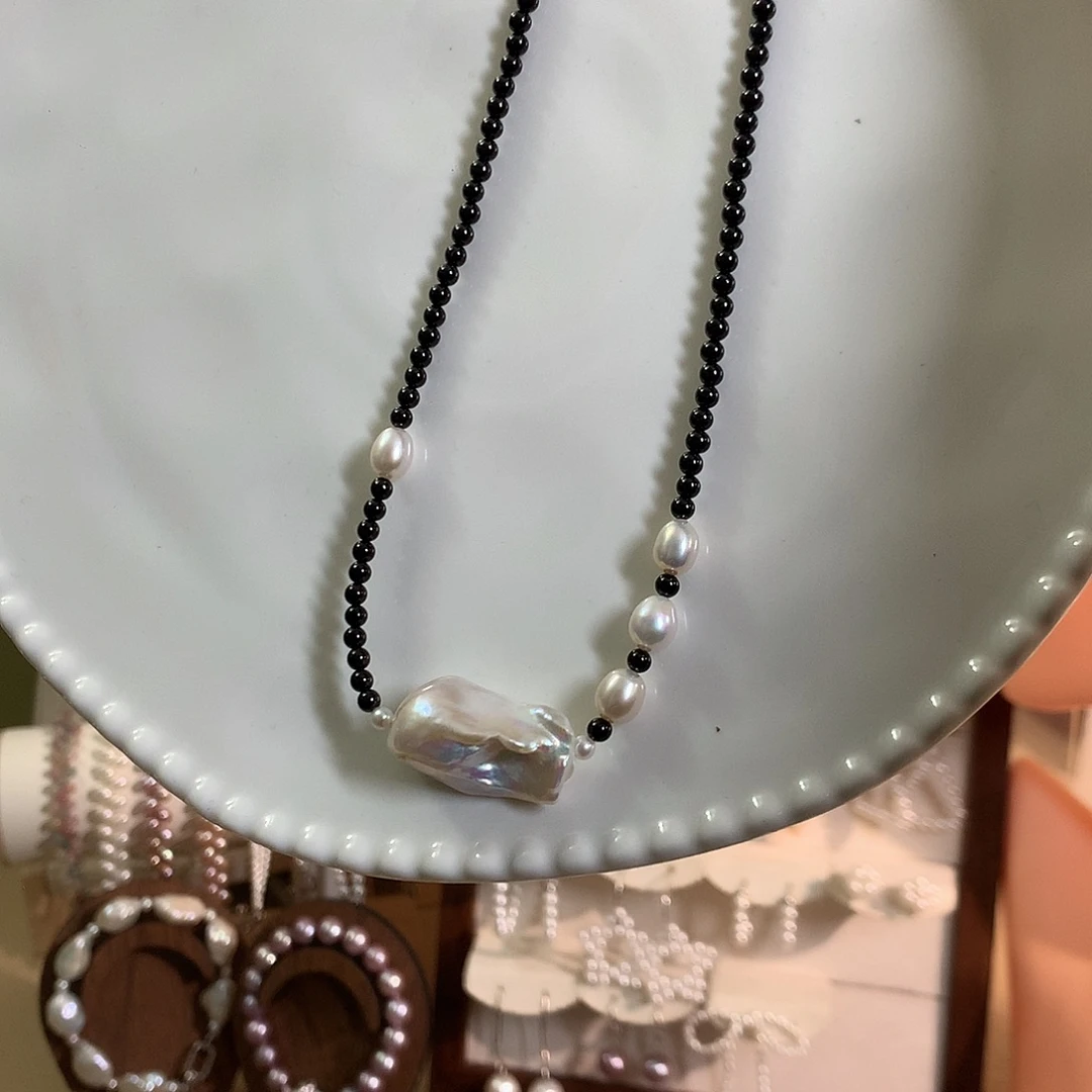 银S925镶嵌淡水珍珠颈饰福利款鱼尾巴设计款