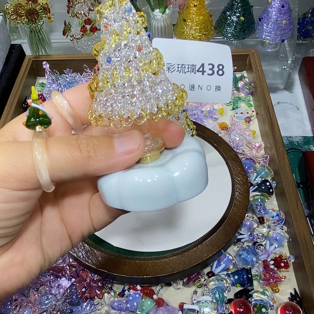 坟***鬼玻璃颈饰438圣诞树带底座