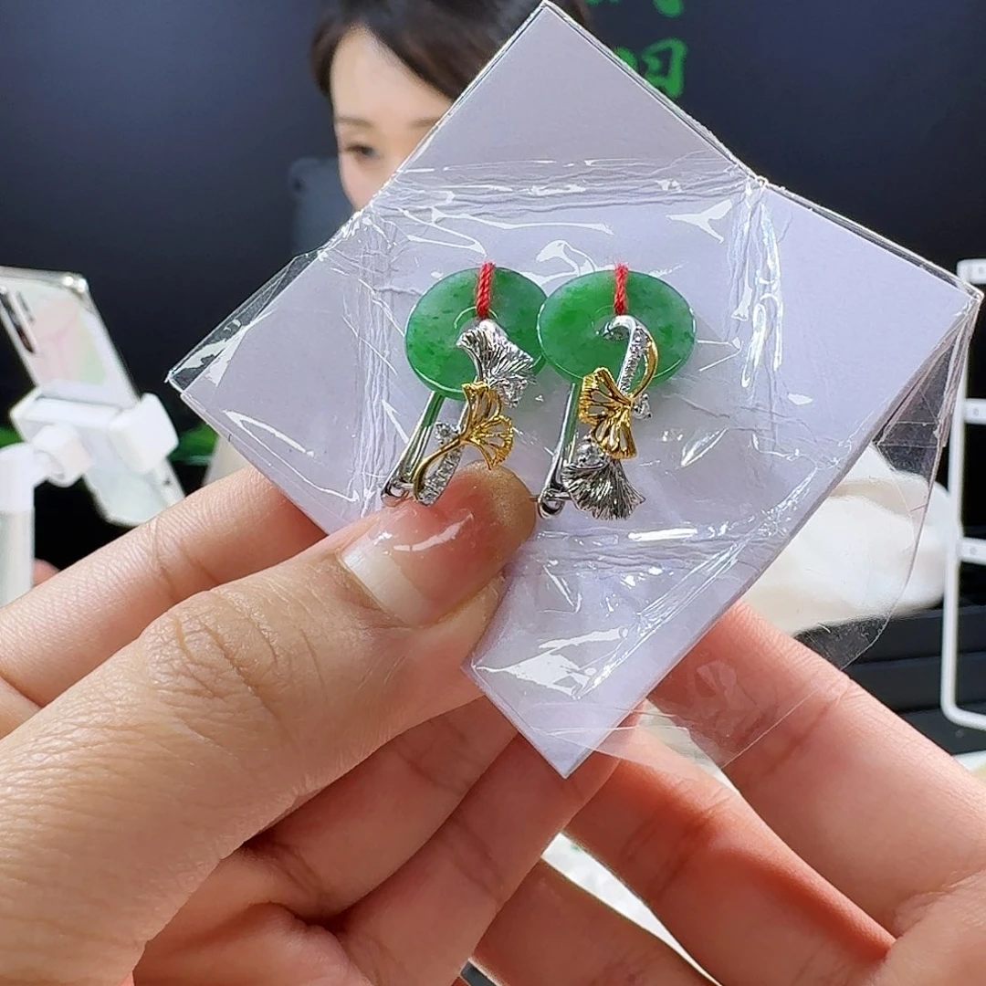 翡翠耳饰18K金镶嵌18k镶嵌