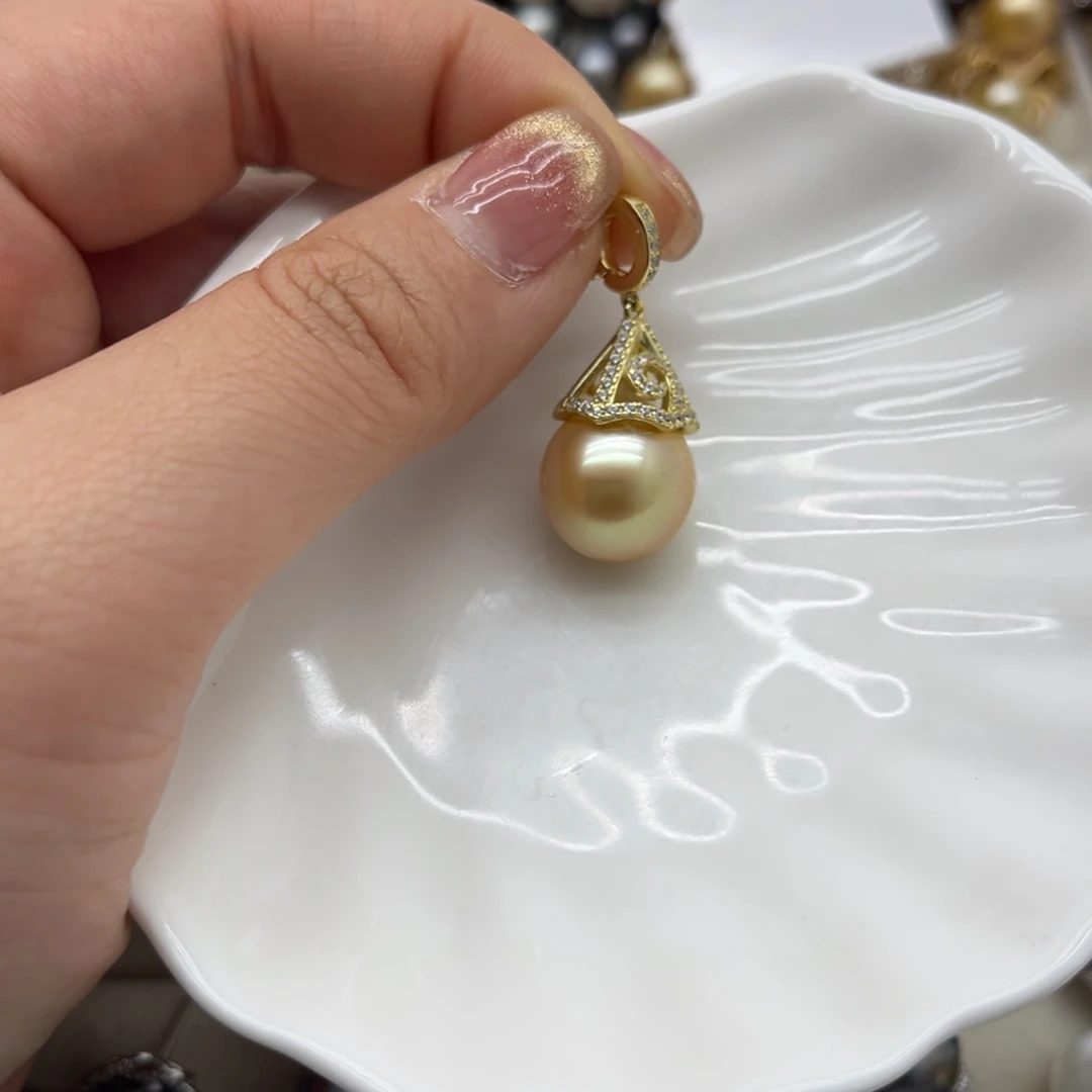 海水珍珠银S925镶嵌吊坠(不含链)