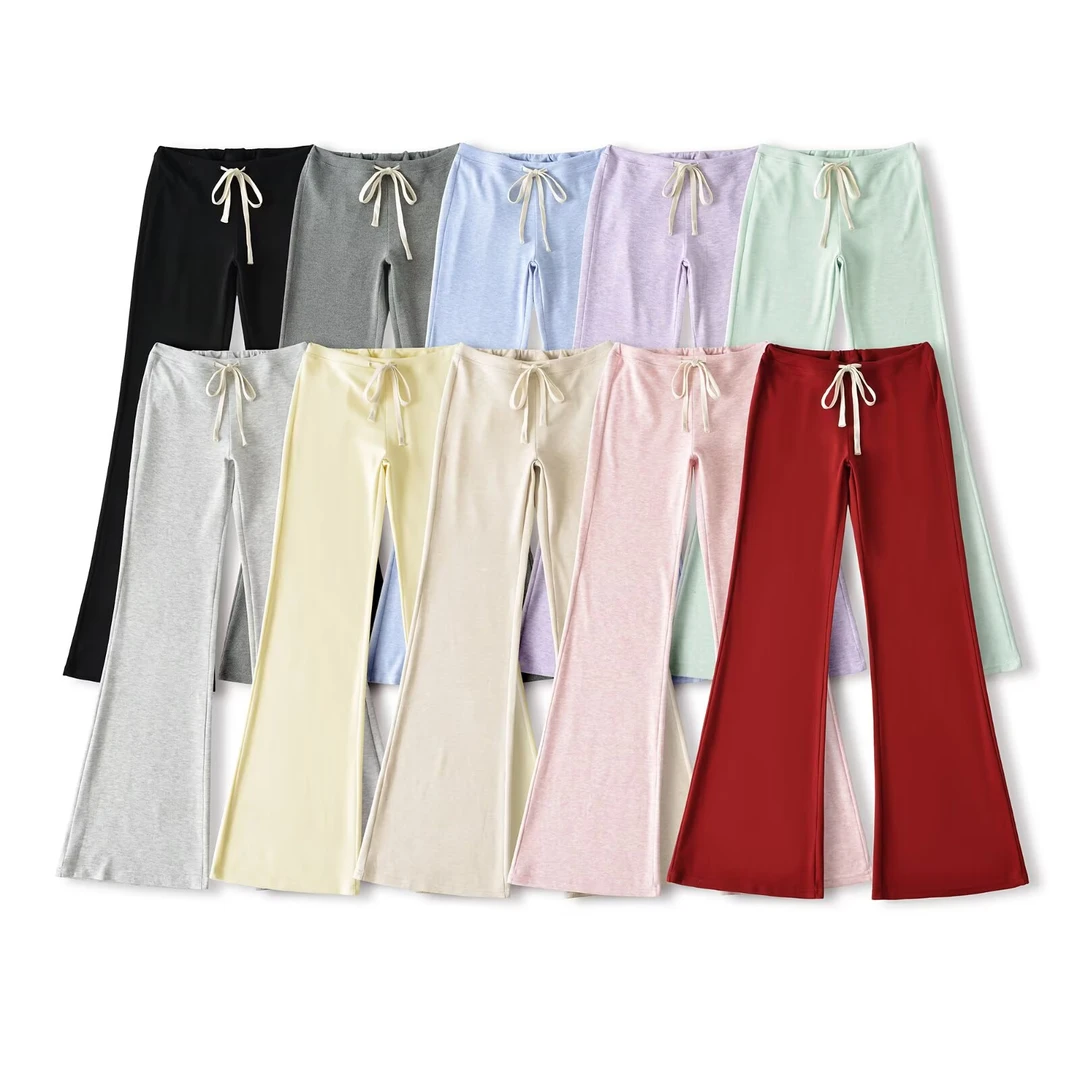 RY25210美式运动瑜伽裤显瘦微喇抽绳运动裤