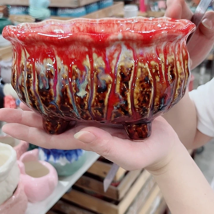 有孔.凑单10元陶瓷花盆发货！