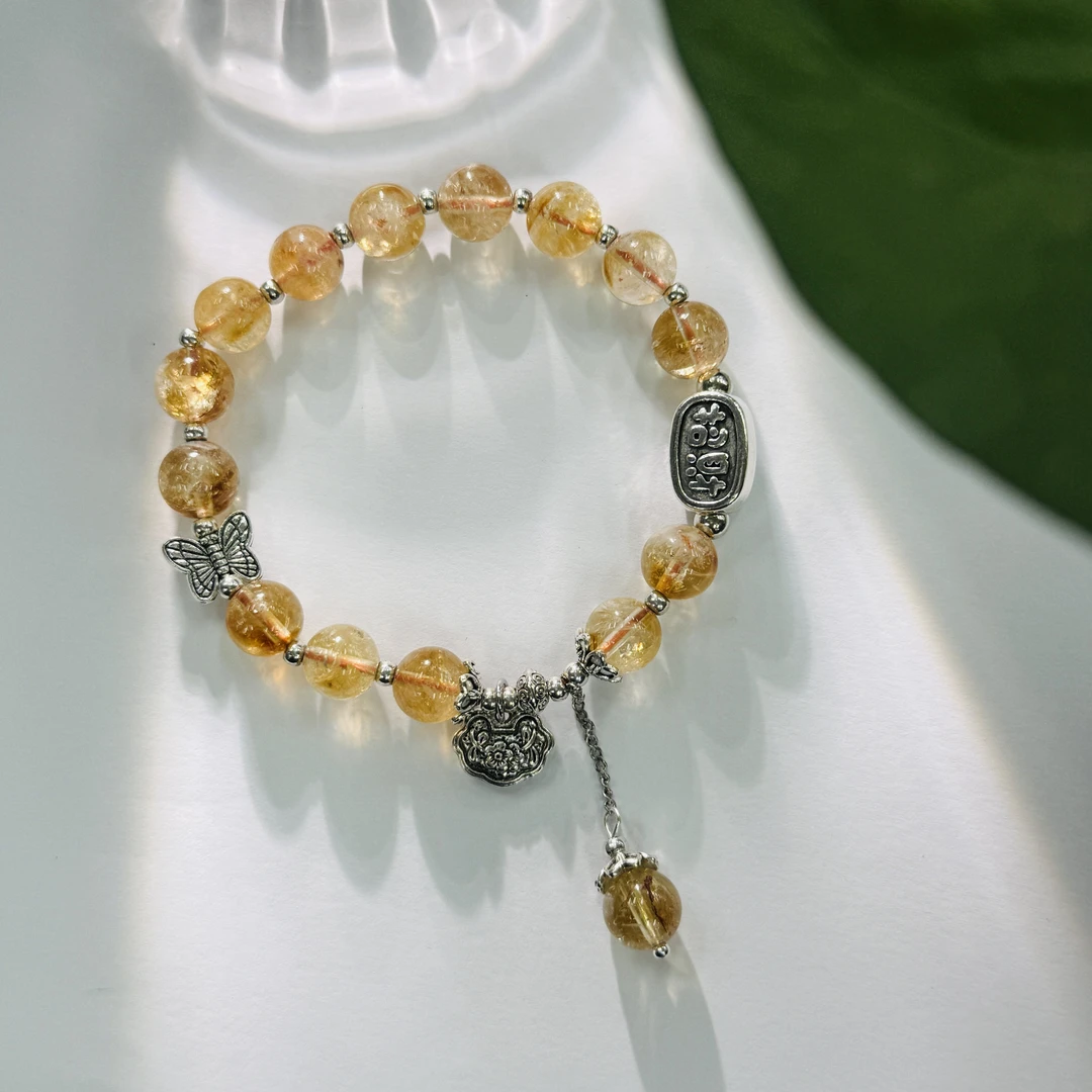 天然水晶5A黄水晶手串 3510