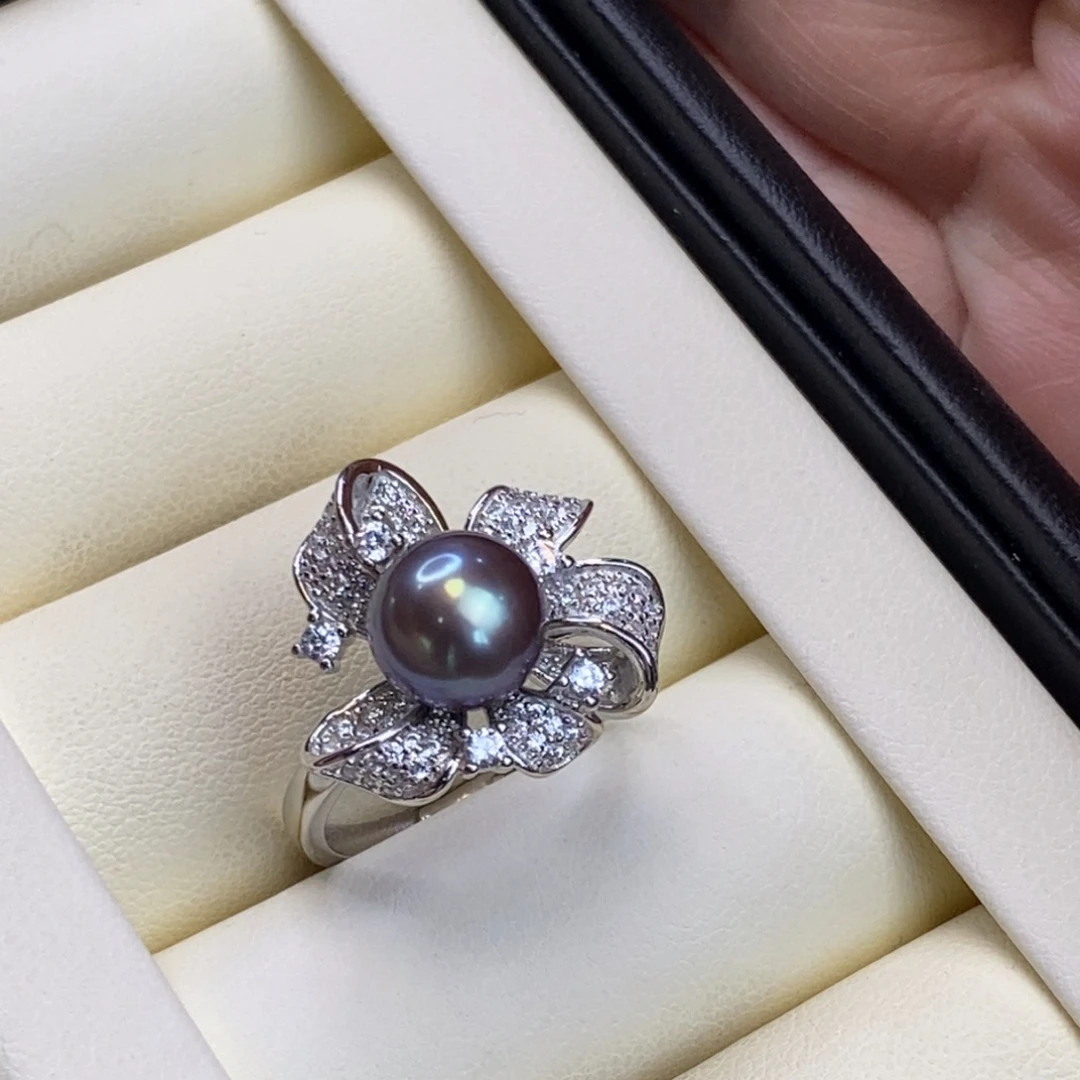 淡水珍珠银S925镶嵌戒指