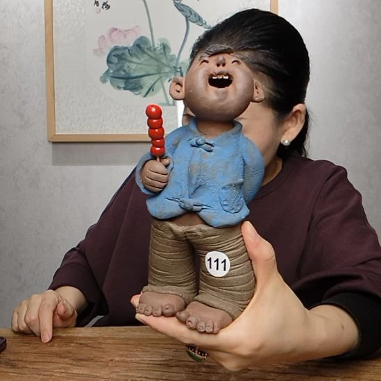 金***瑞不规则粗砂羲媧娃系列作品糖葫芦男娃