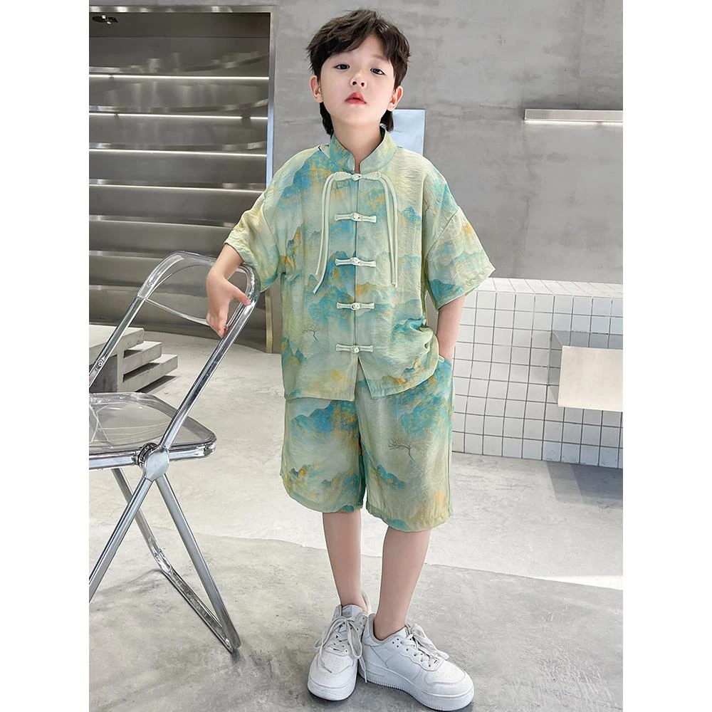 儿童夏装套装男童汉服2025新款夏季薄款中国风唐装古风中式国风潮