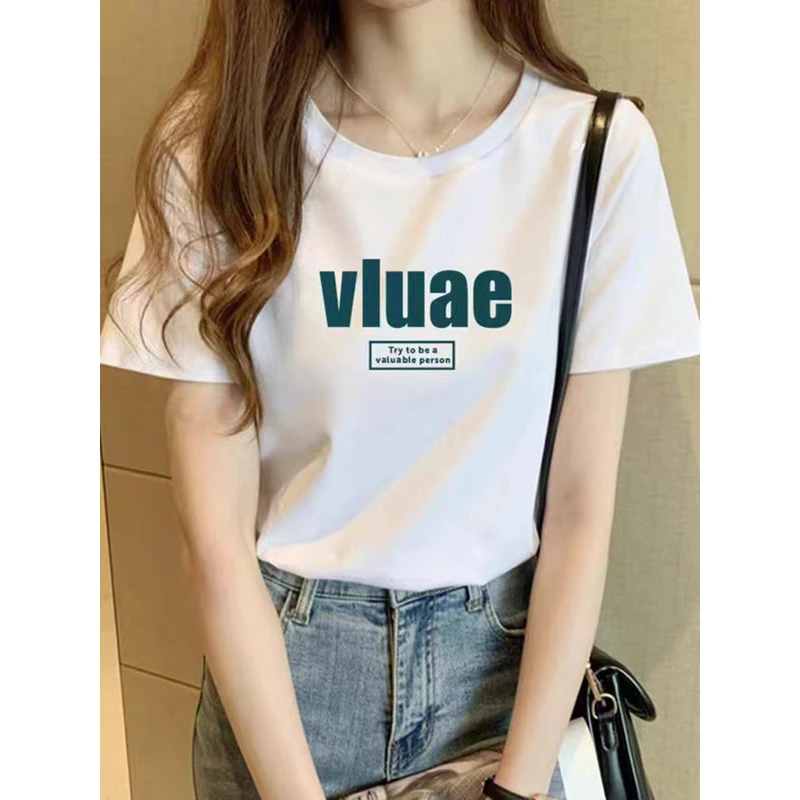 【Value】夏季纯棉T恤男女短袖休闲百搭字母短袖宽松印花透气