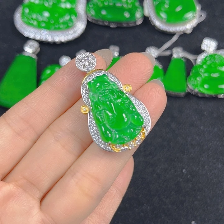 翡翠银S925镶嵌吊坠(不含链)