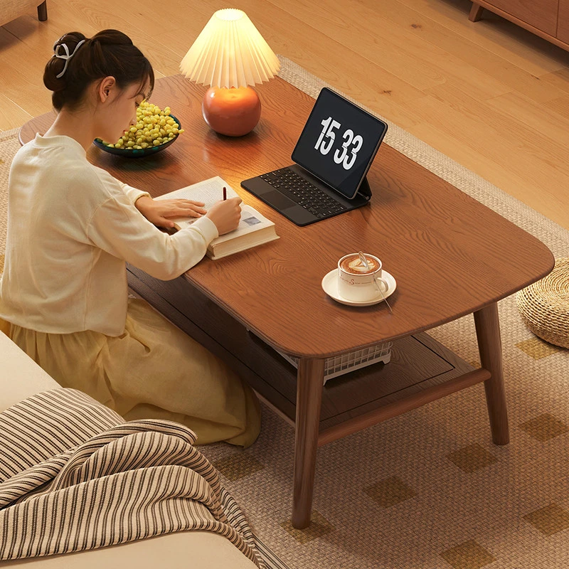 三梦实木茶几客厅家用2024新款小户型简易可折叠桌子简约日式茶桌