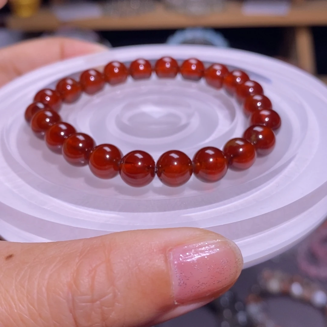 未镶嵌手串水晶46金沙橙红石榴石卡8+