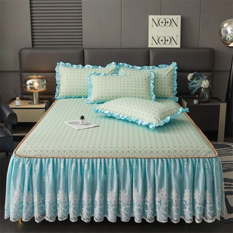 2025新款夏季床裙款冰丝凉席三件套家用可机洗空调软席子凉感床罩