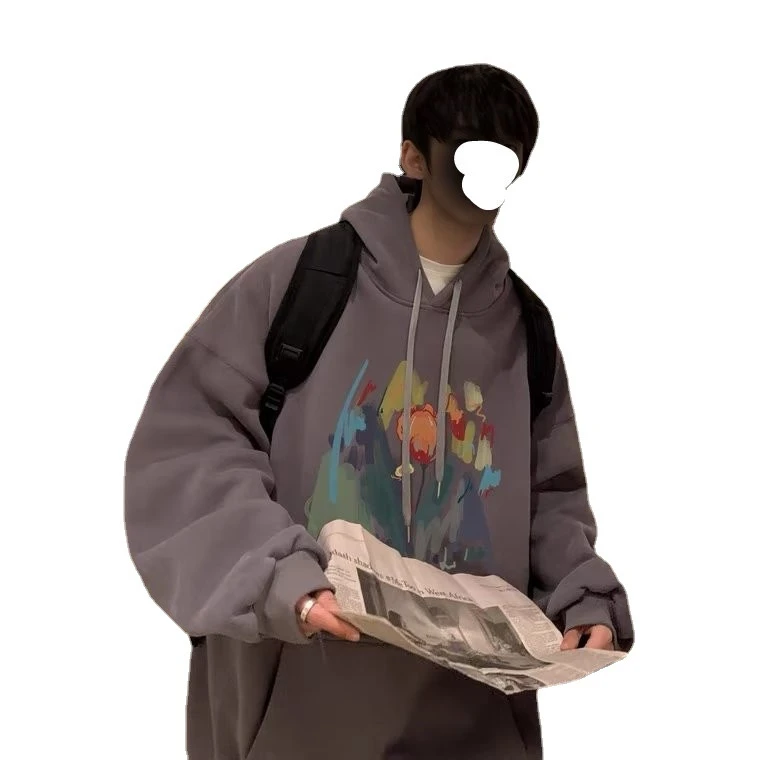 潮连帽卫衣外套男新款美式新款复古ins潮牌休闲港风春秋季印花潮