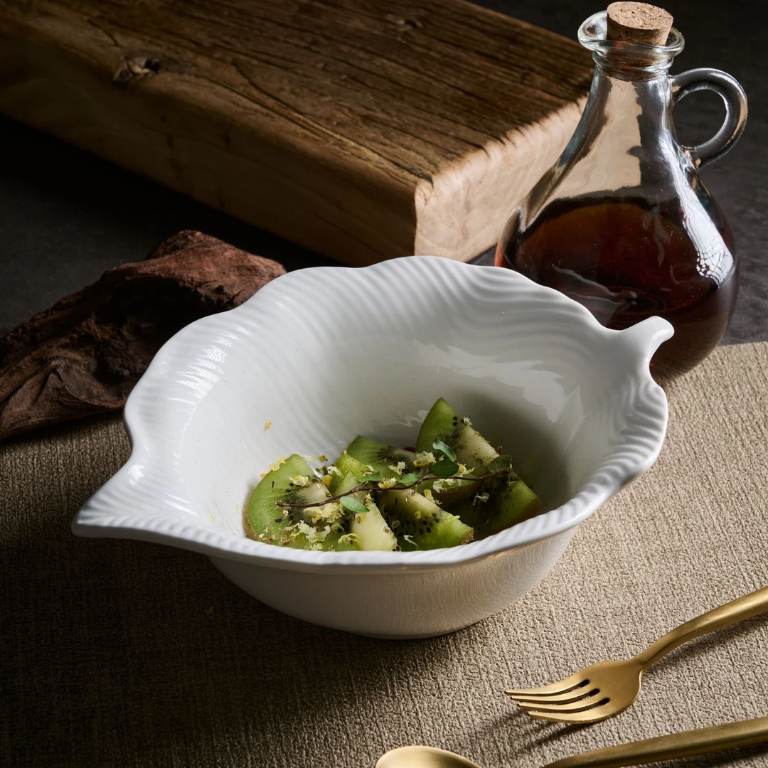 双11福利云山景墨陶瓷8寸芭蕉叶碗浮雕碗餐具乔迁礼物