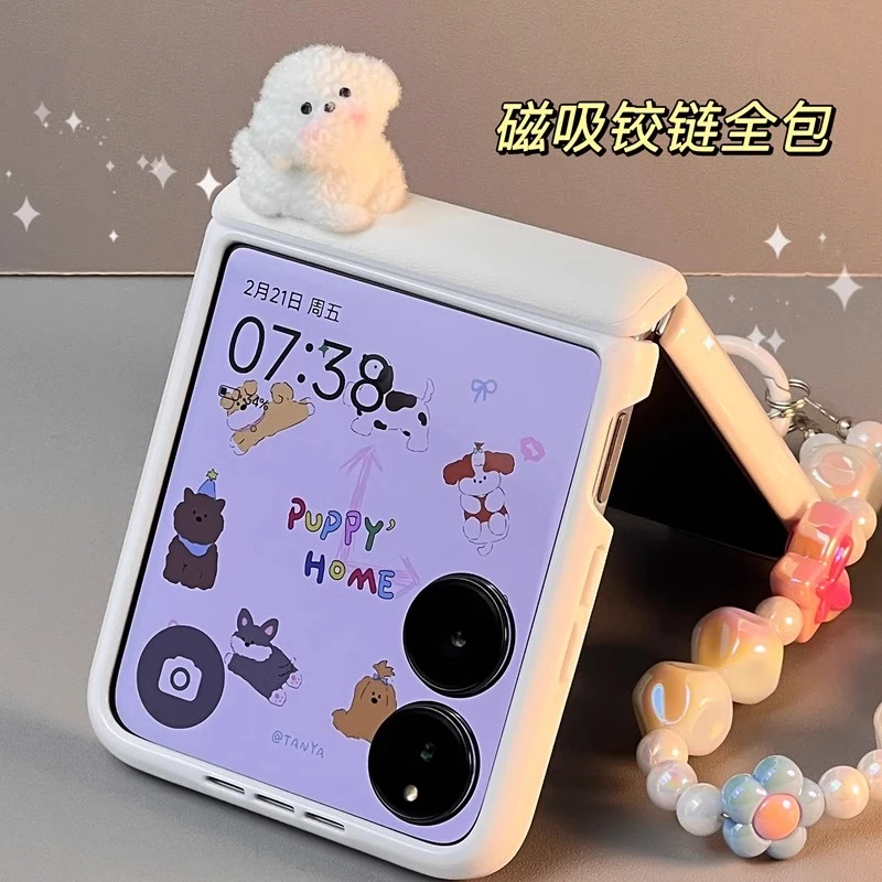 适用小米mixflip手机壳折叠屏可爱立体小狗磁吸铰链全包女保护套