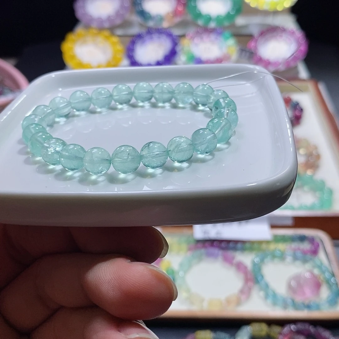 水晶手链未镶嵌曼波绿单圈8