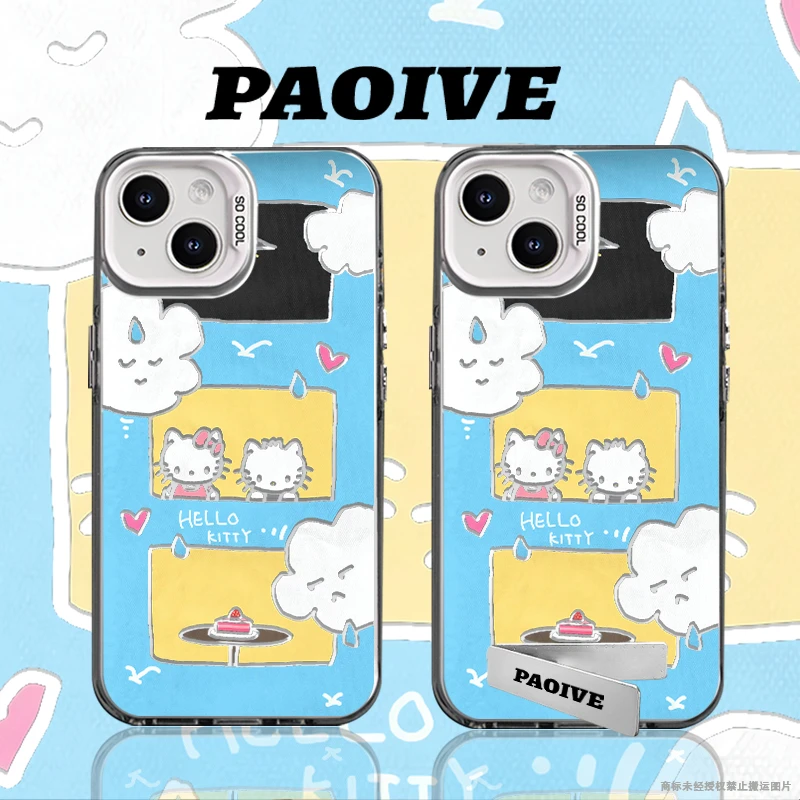 蛋糕kitty猫适用于创意苹果16华为一加小米手机彩银防摔壳Paoive