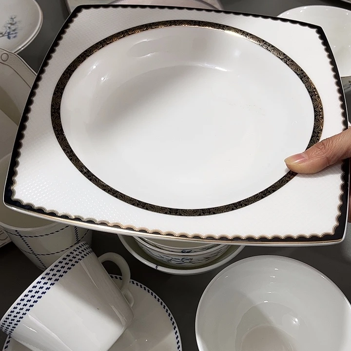 瓷片微瑕方形盘2只装