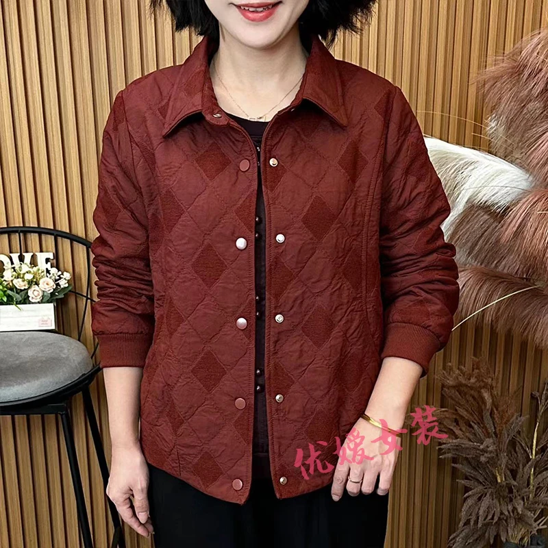 妈妈装时尚潮流女装翻领韩版简约外套宽松显瘦休闲百搭中老年女装